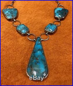 Turquoise & Sterling Silver Necklace With GREAT Turquoise