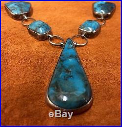 Turquoise & Sterling Silver Necklace With GREAT Turquoise