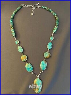 Turquoise & Sterling Silver Pendant Necklace, Reversable with Extension