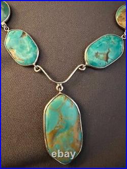 Turquoise & Sterling Silver Pendant Necklace, Reversable with Extension