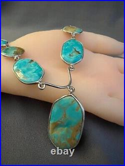 Turquoise & Sterling Silver Pendant Necklace, Reversable with Extension