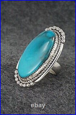 Turquoise & Sterling Silver Ring Kenny Calavaza Size 8