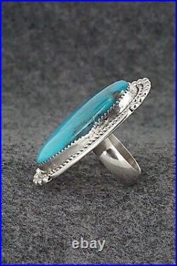 Turquoise & Sterling Silver Ring Kenny Calavaza Size 8