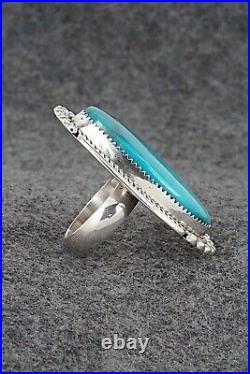 Turquoise & Sterling Silver Ring Kenny Calavaza Size 8