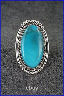 Turquoise & Sterling Silver Ring Kenny Calavaza Size 8