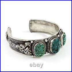 Turquoise Stone 925 Sterling Silver Christmas Gift December Bangle Jewelry