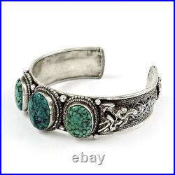 Turquoise Stone 925 Sterling Silver Christmas Gift December Bangle Jewelry