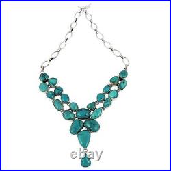 Turquoise Stone Cluster Women Gift Necklace Jewelry Solid 925 Sterling Silver Turquoise Stone Cluster Women Gift Necklace Jewelry Solid 925 Sterling Silver