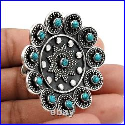 Turquoise Stone Statement Ring Christmas Gift Jewelry Real 925 Sterling Silver