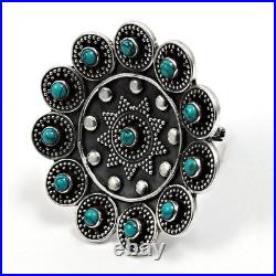 Turquoise Stone Statement Ring Christmas Gift Jewelry Real 925 Sterling Silver
