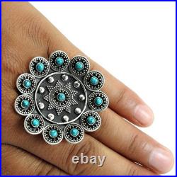 Turquoise Stone Statement Ring Christmas Gift Jewelry Real 925 Sterling Silver