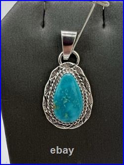 Turquoise Teardrop Pendant Sterling Silver Bail Navajo Avin Joe PD2098 Turquoise Teardrop Pendant Sterling Silver Bail Navajo Avin Joe PD2098