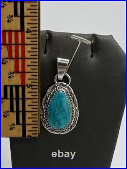 Turquoise Teardrop Pendant Sterling Silver Bail Navajo Avin Joe PD2098 Turquoise Teardrop Pendant Sterling Silver Bail Navajo Avin Joe PD2098