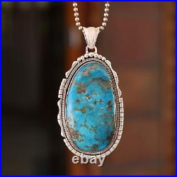 Turquoise Treasure 925 Sterling Silver Kingman Turquoise Pendant