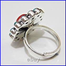 Turquoise and coral ring 925 Sterling Silver Ring tower Ring Wedding Jewelry