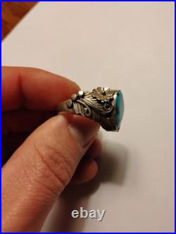 Turquoise jewelry native american ring Sterling Silver Hand Made Size 9
