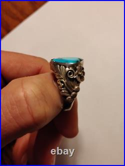 Turquoise jewelry native american ring Sterling Silver Hand Made Size 9