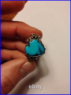 Turquoise jewelry native american ring Sterling Silver Hand Made Size 9