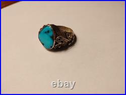 Turquoise jewelry native american ring Sterling Silver Hand Made Size 9