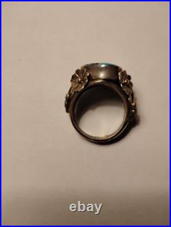 Turquoise jewelry native american ring Sterling Silver Hand Made Size 9