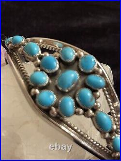 Turquoise jewelry native american sterling silver cuff bracelet! 7in 25.9 gram