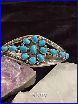 Turquoise jewelry native american sterling silver cuff bracelet! 7in 25.9 gram