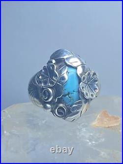 Turquoise ring flowers southwest sterling silver women