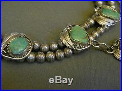 Turquoise sterling silver necklace 16 1/2 99 grams signed ET