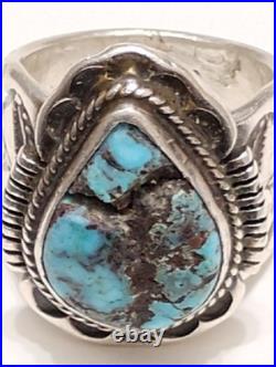 Unique Navajo Turquoise Sterling Silver Men's Ring