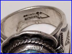 Unique Navajo Turquoise Sterling Silver Men's Ring