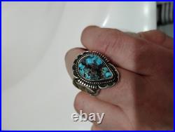 Unique Navajo Turquoise Sterling Silver Men's Ring