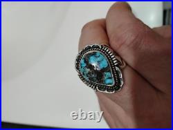 Unique Navajo Turquoise Sterling Silver Men's Ring