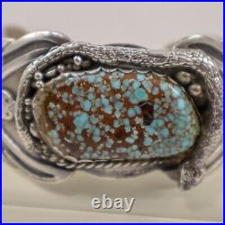 Unique Vintage Jewelry Sterling Silver Bracelet Turquoise Navajo Old Pawn Cuff