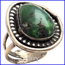 Unique Vintage Sterling Silver Navajo Damele Nevada Turquoise Ringsz9