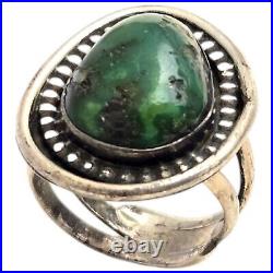 Unique Vintage Sterling Silver Navajo Damele Nevada Turquoise Ringsz9