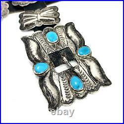 VERY RARE Benson Yazzie Navajo Sterling Concho Belt with Turquoise Cabochons