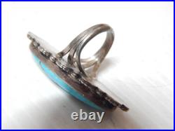 VERY SHOWY VINTAGE NAVAJO STERLING SILVER TURQUOISE STATEMENT RING sz 6 1/4