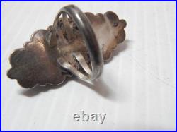 VERY SHOWY VINTAGE NAVAJO STERLING SILVER TURQUOISE STATEMENT RING sz 6 1/4