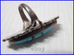 VERY SHOWY VINTAGE NAVAJO STERLING SILVER TURQUOISE STATEMENT RING sz 6 1/4