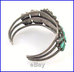 VICTOR MOSES BEGAY Navajo Sterling Silver Petit Point Turquoise Cuff Bracelet J