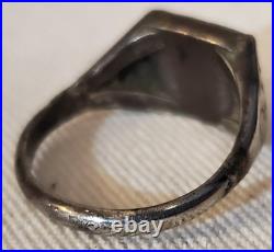 VINTAGE EARLY NAVAJO TURQUOISE STERLING SILVER RING GREAT STAMPS SIZE 7 vafo