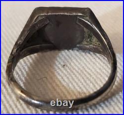 VINTAGE EARLY NAVAJO TURQUOISE STERLING SILVER RING GREAT STAMPS SIZE 7 vafo
