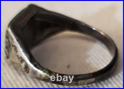 VINTAGE EARLY NAVAJO TURQUOISE STERLING SILVER RING GREAT STAMPS SIZE 7 vafo