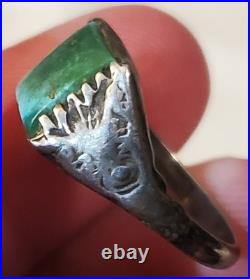 VINTAGE EARLY NAVAJO TURQUOISE STERLING SILVER RING GREAT STAMPS SIZE 7 vafo