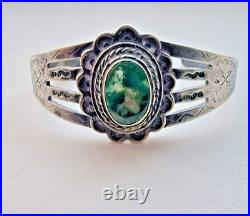 VINTAGE FRED HARVEY ERA 925 STERLING SILVERGREEN OVAL 17x12 TURQUOISE BRACELET VINTAGE FRED HARVEY ERA 925 STERLING SILVERGREEN OVAL 17x12 TURQUOISE BRACELET