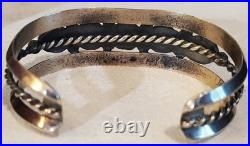 VINTAGE NAVAJO GREAT TURQUOISE STERLING SILVER BRACELET GREAT STAMPWORK vafo