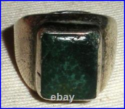 VINTAGE NAVAJO GREAT TURQUOISE STERLING SILVER RING SIZE 7 1/4 vafo