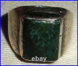 VINTAGE NAVAJO GREAT TURQUOISE STERLING SILVER RING SIZE 7 1/4 vafo