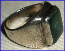VINTAGE NAVAJO GREAT TURQUOISE STERLING SILVER RING SIZE 7 1/4 vafo