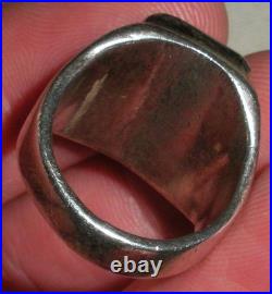 VINTAGE NAVAJO GREAT TURQUOISE STERLING SILVER RING SIZE 7 1/4 vafo